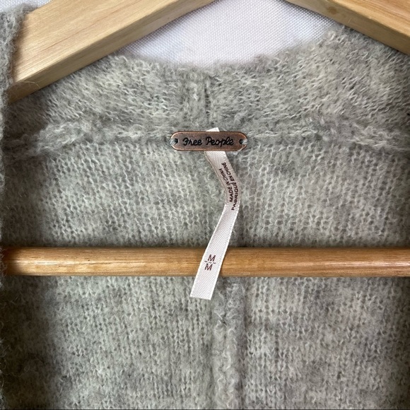 Free People Gray Phantom Cozy Wool Blend Mid Length Oversized Cardigan M - Picture 5 of 8